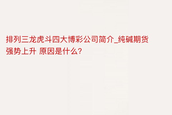 排列三龙虎斗四大博彩公司简介_纯碱期货强势上升 原因是什么？