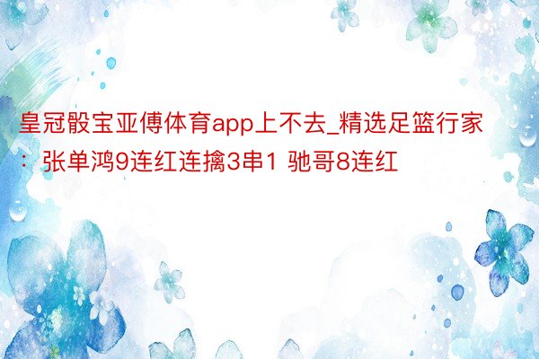 皇冠骰宝亚傅体育app上不去_精选足篮行家：张单鸿9连红连擒3串1 驰哥8连红