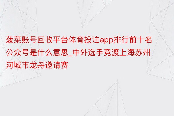 菠菜账号回收平台体育投注app排行前十名公众号是什么意思_中外选手竞渡上海苏州河城市龙舟邀请赛