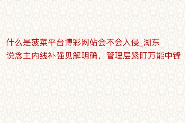 什么是菠菜平台博彩网站会不会入侵_湖东说念主内线补强见解明确，管理层紧盯万能中锋