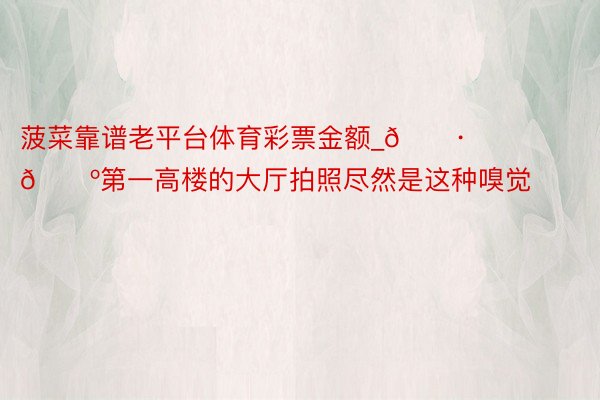 菠菜靠谱老平台体育彩票金额_🇷🇺第一高楼的大厅拍照尽然是这种嗅觉